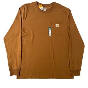 Carhartt Men Relaxed Fit Heavyweight Long Sleeve Graphic T-Shirt Brown Workwear